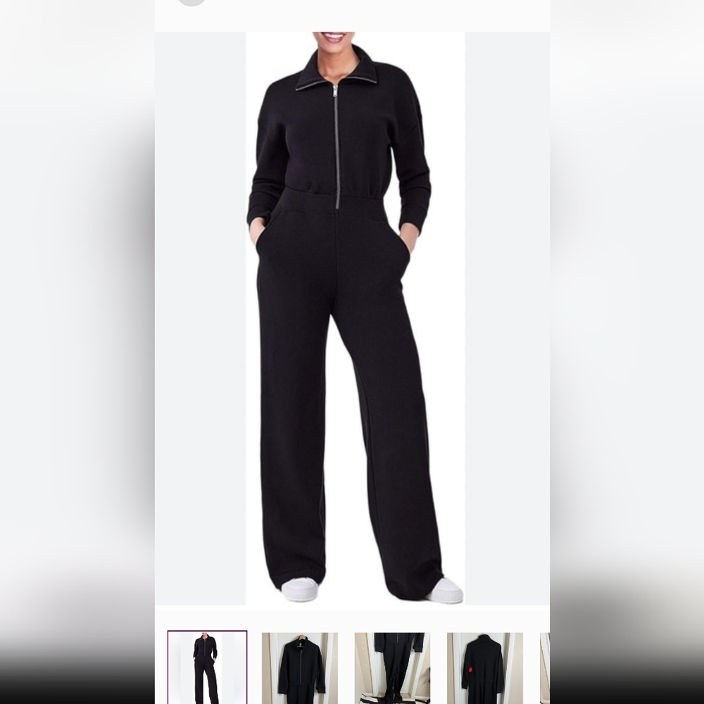 SPANX Black Zip-Up Jumpsuit